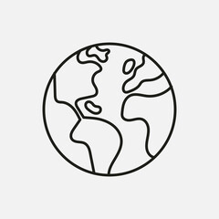 Globe icon. Earth sign. World symbol. Simple thin line icon on white background. Vector illustration.