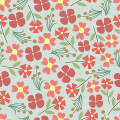 Artistic fashionable vector seamless floral ditsy pattern design of abstract colorful flowers and leaves. Elegant repeating texture background