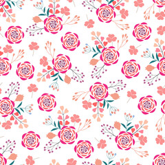 Artistic trendy ditsy floral seamless pattern design. Modern elegant repeat blooming flowers and foliage texture background for printing and textile