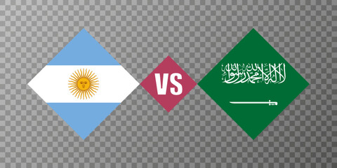 Argentina vs Saudi Arabia flag concept. Vector illustration.