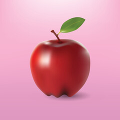 Realistic apple fruits on blue background free vector