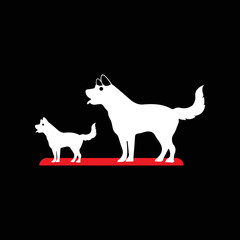 Two white dog animal logo design 