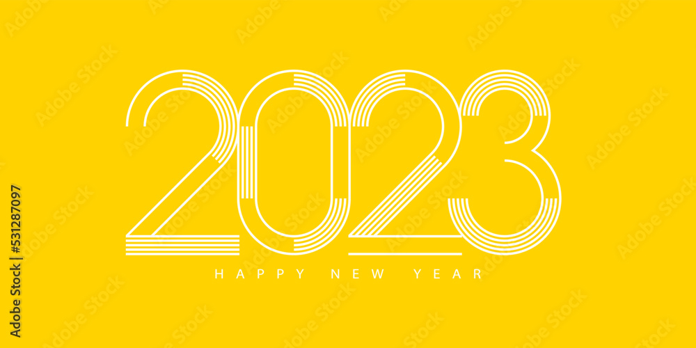 Poster 2023 happy new year. 2023 modern text vector design.