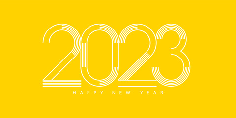 2023 Happy New Year. 2023 modern text vector design.