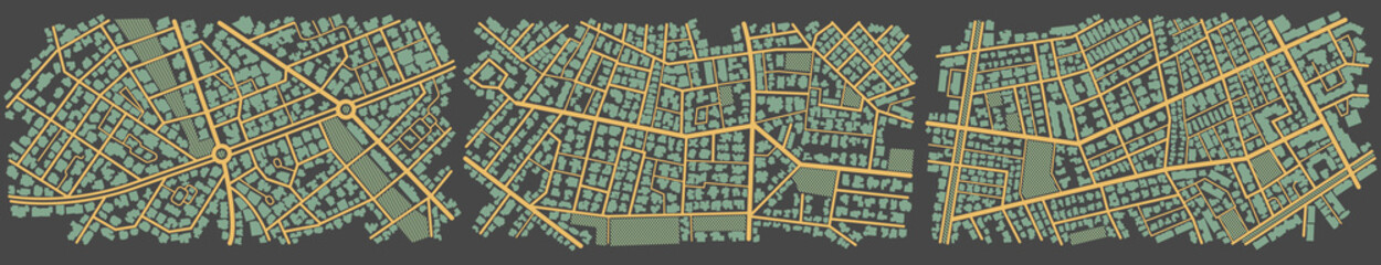 Fototapeta premium City top view. View from above the map buildings. Map navigation to own house. Top view. Abstract background. Cute simple design. Vector illustration isolated on white.
