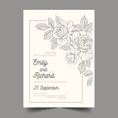 minimalist wedding invitation with drawn elements vector design illustration