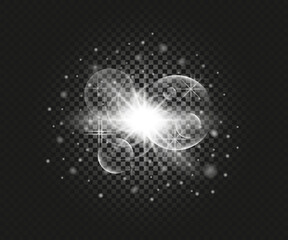 shining stars with glow effect and sparks vector illustration