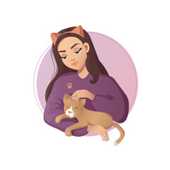 girl with a cat