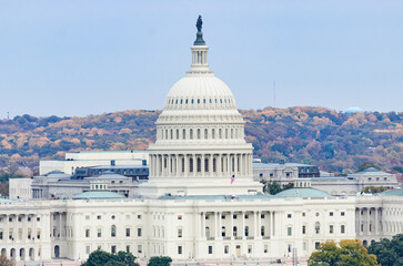 Obraz premium US Capitol building and autumn foliage - Washington DC United States
