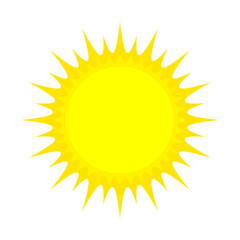 Vector illustration of the sun with rays isolated on white background.