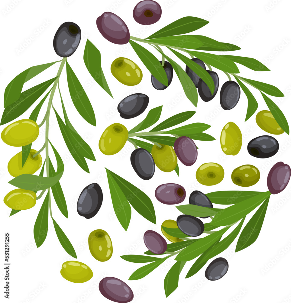 Sticker Olives Flat Composition