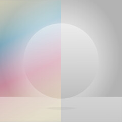 half circle gray pastel color contrast abstract background 3d illustration eps10