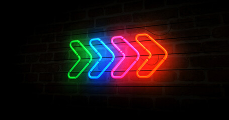 Arrow neon light 3d illustration