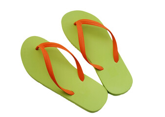 Green flipflops  isolated on transparency photo png file 
