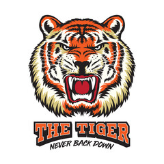 Aggressive tiger face vector illustration, suitable for t-shirt design and sports team mascot logoPrint