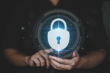 Concept of cyber security and data protection, information security and encryption, secure access for personal information, secure data on Internet access, cybersecurity username and password login.