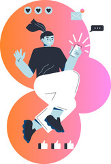 Online shopping banner, mobile app templates. Vector illustration in cartoon style