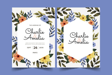 beautiful flowers wedding invitations template vector design illustration