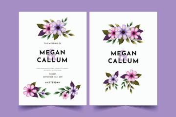 colorful flowers wedding invitations template vector design illustration