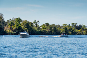 Fototapeta na wymiar Boats on Caloosahatchee River