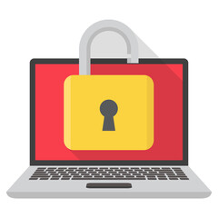Laptop and padlock, laptop unlock security data transparent background