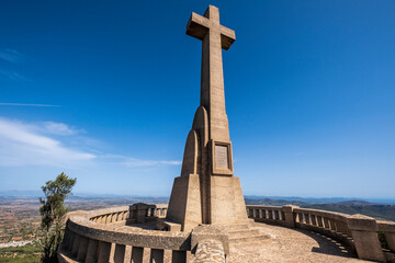 picot cross, Sanctuary of the Mare de D&eacute;u de Sant Salvador, XIV century., Felanitx, Majorca, Balearic Islands, Spain