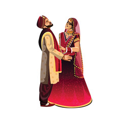 Cute cuople in indian traditional wedding couple character