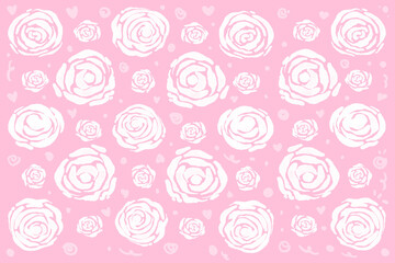 White roses on light pink background for graphic design elements. Watercolor painting style illustration