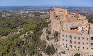 Sanctuary of the Mare de Déu de Sant Salvador, XIV century., Felanitx, Majorca, Balearic Islands,...