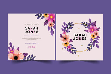 beautiful floral wedding invitation template vector design illustration