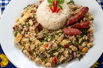 tropeiro beans, on a table, typical food from minas gerais