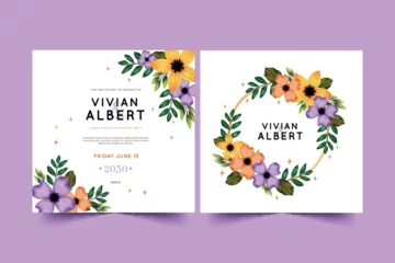 Fotobehang beautiful floral wedding invitation template vector design illustration © Pikisuperstar