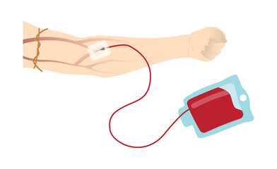 illustration of biology and Medical, Donate Blood, Platelets or Plasma, blood donations are truly life saving, A new sterile needle is inserted into a vein in arm