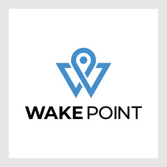 Simple and Modern illustration logo design initial W Pin Location.