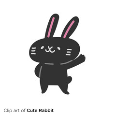 手を上げるウサギのキャラクターのイラスト