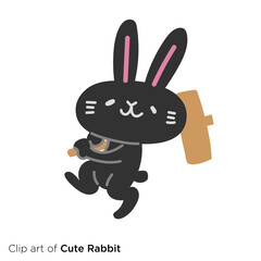 ウサギのキャラクターイラストシリーズ　「餅つき」