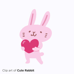ウサギのキャラクターイラストシリーズ　「ハートを抱えるウサギ」