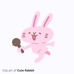 ウサギのキャラクターイラストシリーズ　「インタビュアー」