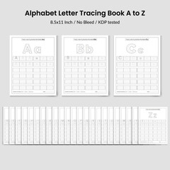 Alphabet letters tracing ABC Activities educational game for kids exercise book uppercase and lowercase Activity page for Pre K, kindergarten Vector illustration
