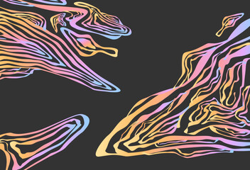 Vector abstract poster template with liquid lines. Pastel wavy lines on a gray background. Abstract background