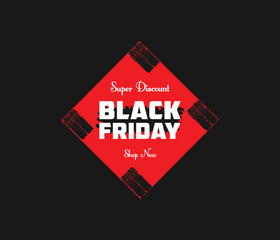 Black Friday sale promotional marketing banner, poster with red tags. Vector illustration.