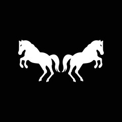 Two white horse animal logo 