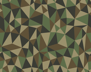 Seamless background from cells, camouflage triangles. Irregular mosaic backdrop.	