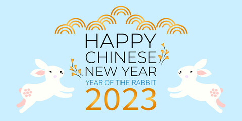 Chinese new year 2023, year of the rabbit. Traditional lunar zodiac sign. Happy new year background