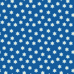 Seamless blue background with delicate white flowers