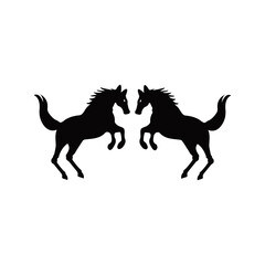 Two black horse animal logo 
