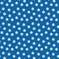 Seamless blue background with delicate white flowers