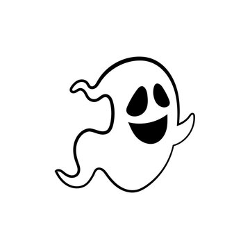 Fantasma de halloween, estilo línea simple. Fantasma volador, dibujo animado. Concepto de miedo y terror. Ilustración vectorial