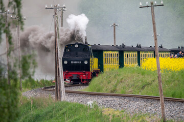 old historic german steam locomotive at the Island ruegen
