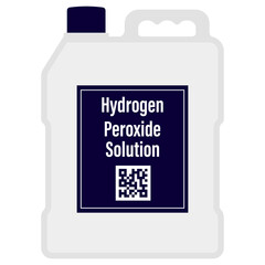 Hydrogen peroxide in a big plastic bottle with QR Code cartoon vector illustration isolated on a white background. Disinfectant liquid product